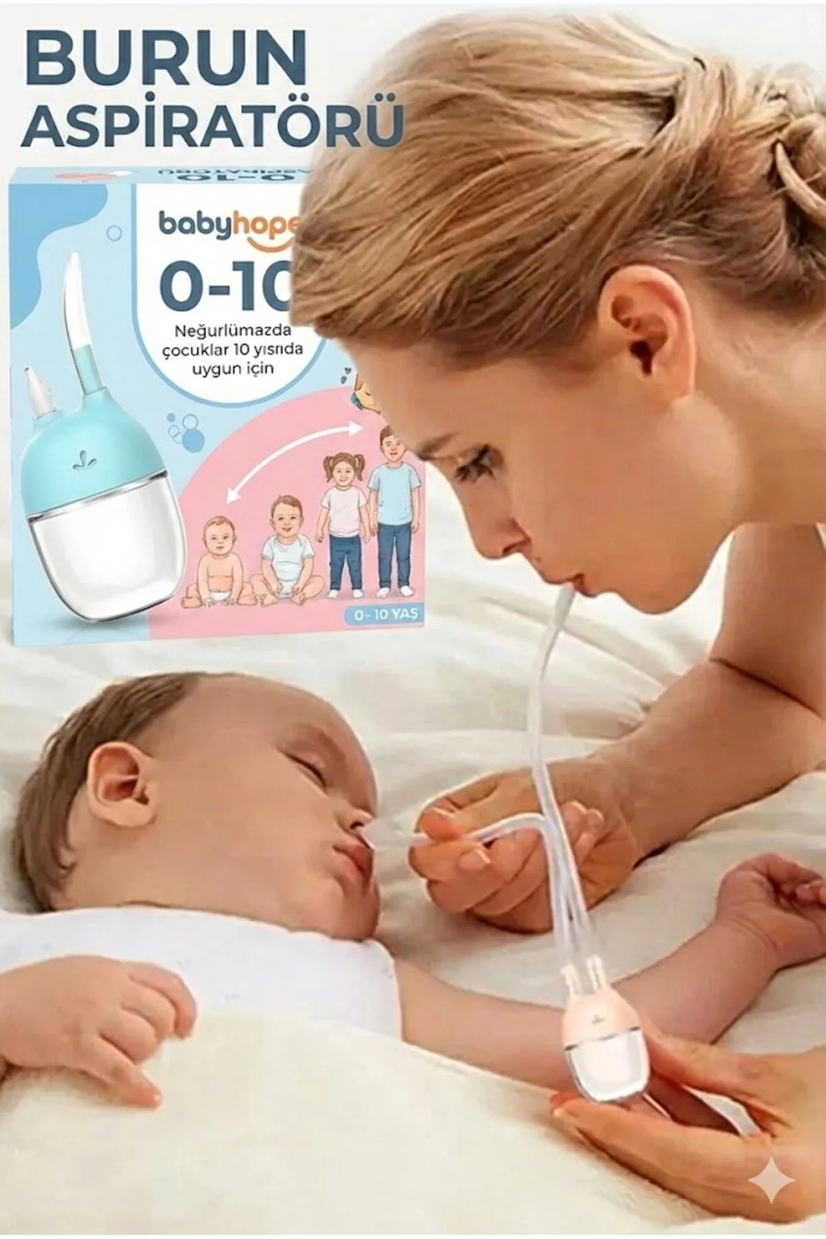 Babyhope Esp-923 Bebek & &Ccedil;ocuk Burun Aspirat&ouml;r&uuml; 0-10 Yaş Uyumlu Temizleme Cihazı Mavi